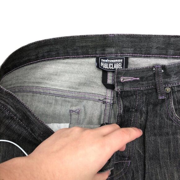 The Hundreds Embroidered Jeans Size 34 Gray/Purple - Picture 8 of 9